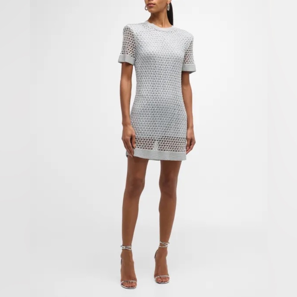 Milly Sinclair Metallic Semi Sheer Mini Dress